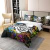 Erosebridal 100% Organic Cotton Sugar Skull Comforter Cover Queen Size Sketch Rose Duvet Cover Black Tie Dye Style Bedding Set Gothic Spooky Quilt Cover for Adults Men Women,Bedroom Decor 3Pcs view 3