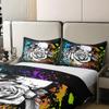 Erosebridal 100% Organic Cotton Sugar Skull Comforter Cover Queen Size Sketch Rose Duvet Cover Black Tie Dye Style Bedding Set Gothic Spooky Quilt Cover for Adults Men Women,Bedroom Decor 3Pcs view 4