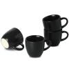 HASENSE Ceramic 3 OZ Espresso Cups, Porcelain Espresso Demitasse Cups Set of 4 for Double shot, Lungo and Ristretto, Tiny Italian Expresso Shot Coffee Mugs for Home and Office, Black view 1