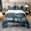 100% Natural Cotton Teens Howling Wolf Comforter Cover For Boys Adult Full Grey Wild Wolf Bedding Set Safari Animal Duvet Cover Woodland Night Sky Quilt Cover With Zipper Closure,Soft Warm 3Pcs view 1