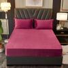 SAeWare Fitted Sheet Deep Pocket Hotel Quality Twin XL,Fitted Sheet with Elastic Band Bed Linen, Home Bedding Velvet Mattress Cover Purple 120x200cm view 3