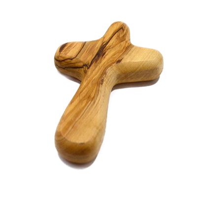 DGFJY Wooden Handheld Cross for Prayer, Comfortable to Hold, 3.94" x 2.5", Rustic Style, Unframed Hanging Sculpture, Living Room, Bedroom, Home Office