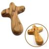 DGFJY Wooden Handheld Cross for Prayer, Comfortable to Hold, 3.94" x 2.5", Rustic Style, Unframed Hanging Sculpture, Living Room, Bedroom, Home Office view 2
