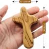 DGFJY Wooden Handheld Cross for Prayer, Comfortable to Hold, 3.94" x 2.5", Rustic Style, Unframed Hanging Sculpture, Living Room, Bedroom, Home Office view 3