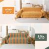 DREAMINGO Orange Boho Sofa Cover Chenille Couch Cover Blanket Vintage Bohemian Sofa Covers for 2 Cushion Couch Geometric Jacquard Sectional Couch Covers for Dogs Washable Loveseat Slipcover 71"x118" view 2