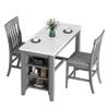 AmoUnico Dining Table for 2, Faux Marble Square Dining Table, 3-Piece Counter Height Dining Table Set, Four PU-Leather Wood Chairs,Kitchen Wooden Table (Grey) view 2
