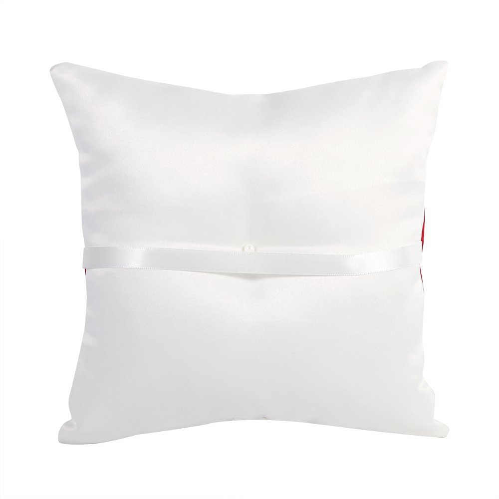 Wedding Pillow BearerWedding Pillow BearerRomantic 4 Colors Wedding Bearer Holder Pillow Cushion with Bowknot Double Hearts DiamondsWedding Pillow ()