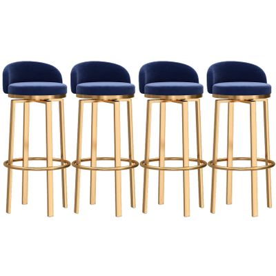 ZLGONRL Tall Bar Stools Velvet Swivel Bar Stools Set of 4 Counter Height Barstools with Back and Footrest Chairs for Kitchen (Blue 65cm)