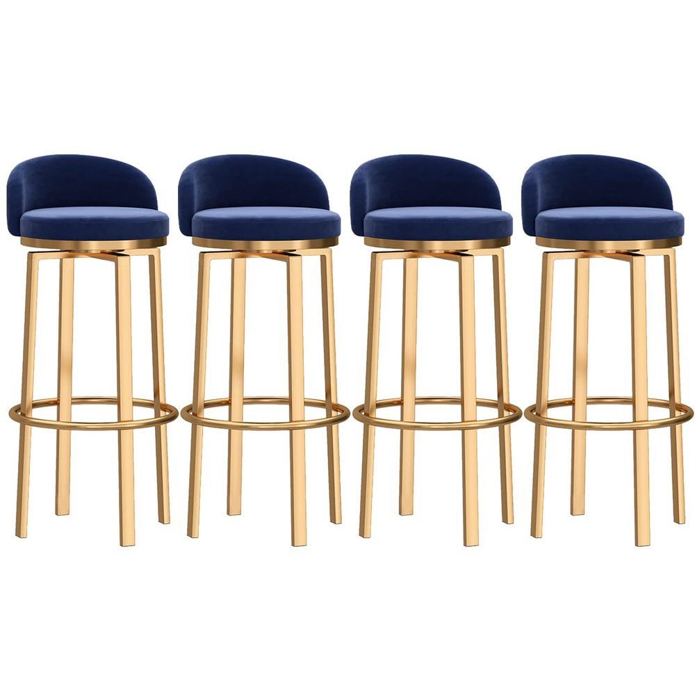 ZLGONRL Tall Bar Stools Velvet Swivel Bar Stools Set of 4 Counter Height Barstools with Back and Footrest Chairs for Kitchen (Blue 65cm)