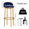 ZLGONRL Tall Bar Stools Velvet Swivel Bar Stools Set of 4 Counter Height Barstools with Back and Footrest Chairs for Kitchen (Blue 65cm) view 3