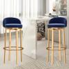 ZLGONRL Tall Bar Stools Velvet Swivel Bar Stools Set of 4 Counter Height Barstools with Back and Footrest Chairs for Kitchen (Blue 65cm) view 4