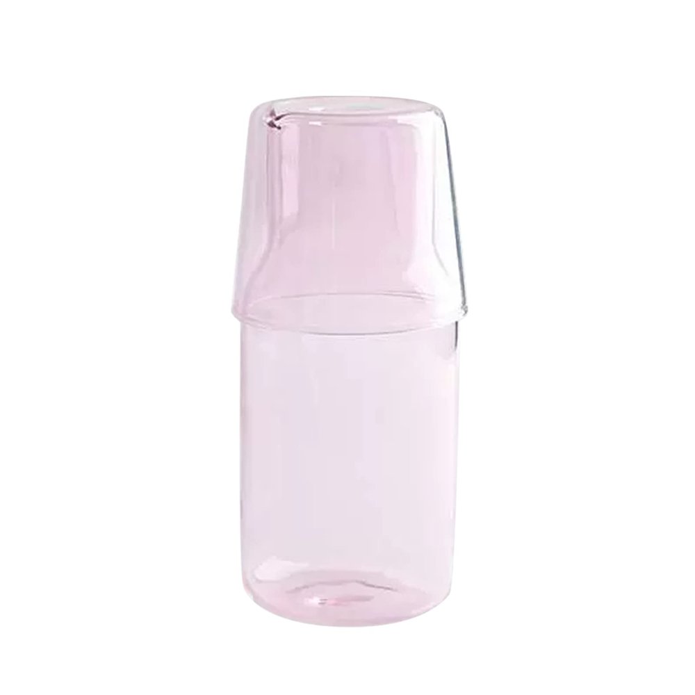 Bedside Water Carafe and Glass Set, Vintage Bedside Water Carafe with Tumbler Glass, Retro Glass Bedside Night Water Carafe for Bathroom(#5)