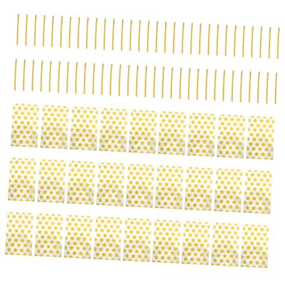 FOMIYES 100pcs Vertical Baking Pouches with Gold Pattern Cookie Wrapping Bags for Treats and Gifts Durable Flat Mouth Packaging for Holiday Parties and Homemade Snacks