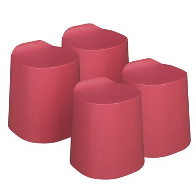 Regency DOTT Plastic Stackable Stools (Set of 4)- Red Raspberry