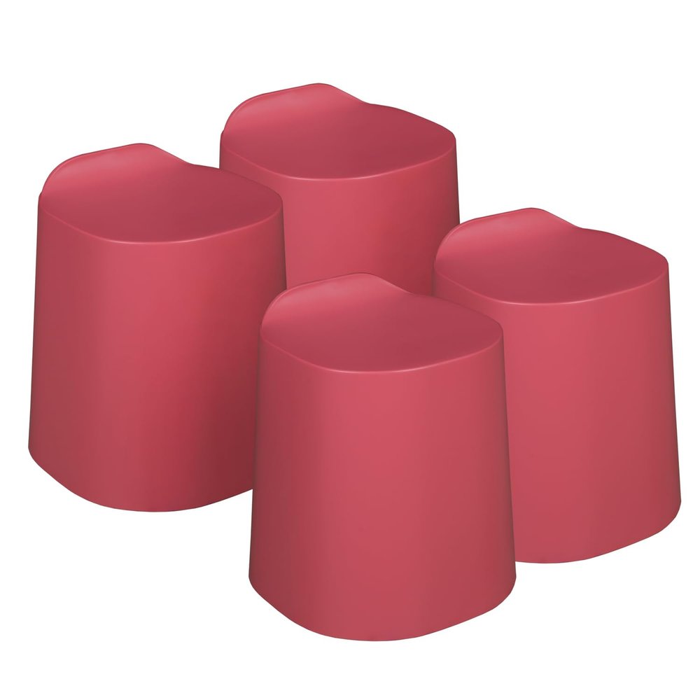 Regency DOTT Plastic Stackable Stools (Set of 4)- Red Raspberry
