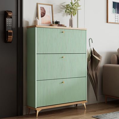 XIHAADOY Shoe Cabinet with Flip Doors Narrow Shoe Rack Cabinet with Storage Shelf Free Standing Shoes Storage Organizer