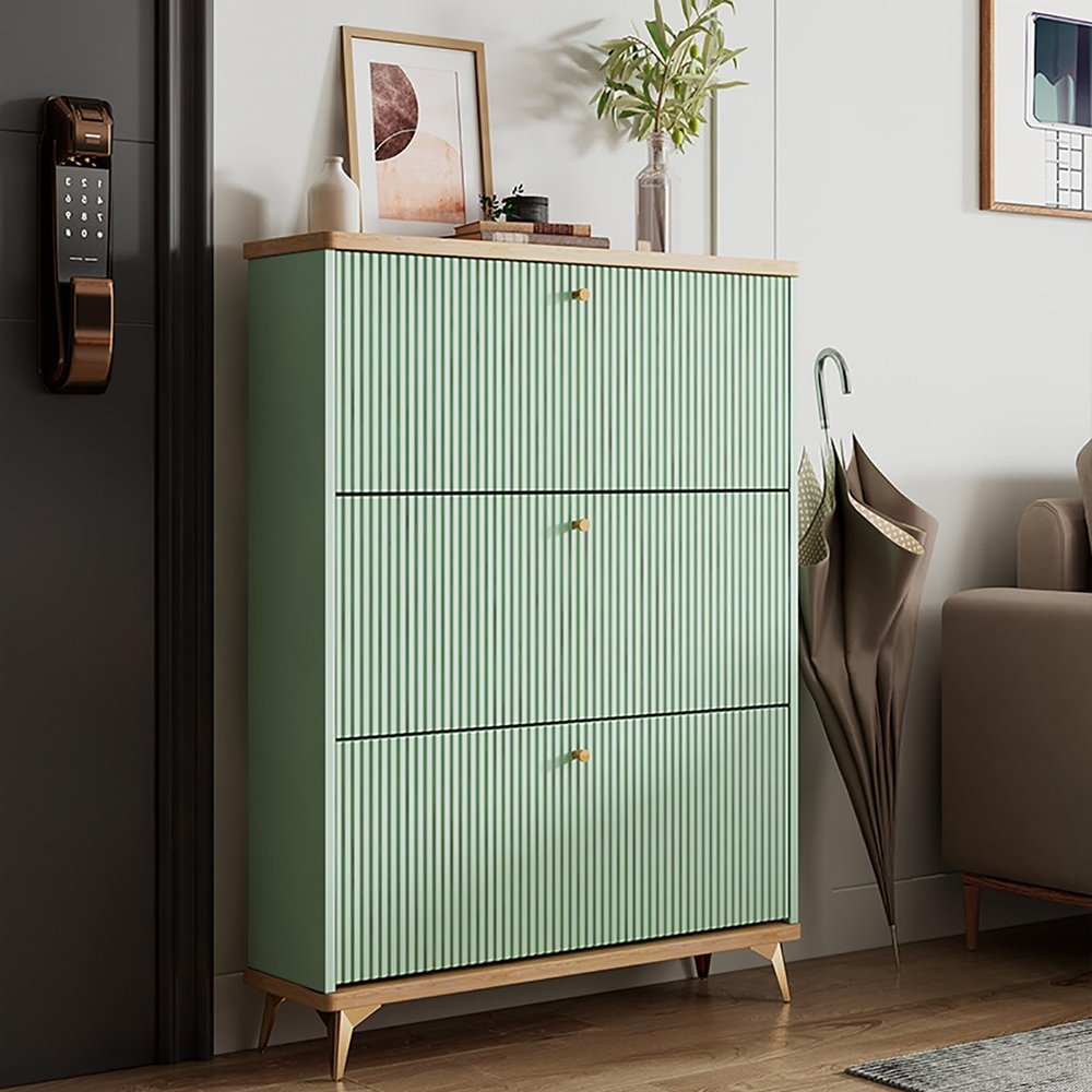 XIHAADOY Shoe Cabinet with Flip Doors Narrow Shoe Rack Cabinet with Storage Shelf Free Standing Shoes Storage Organizer