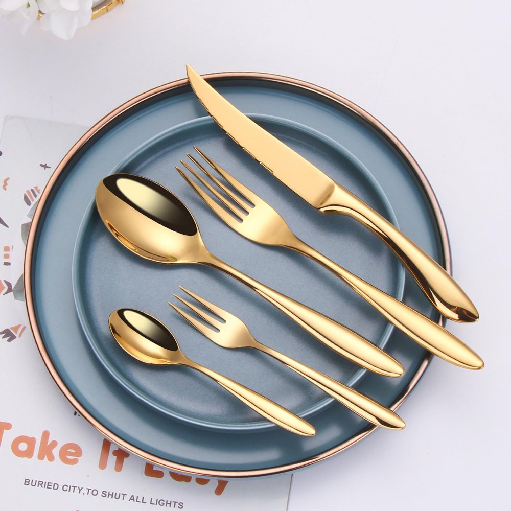 60 piece silverware set for 12, Premium Food 304 Grade Stainless Steel Flatware Sets, Mirror Polished Cutlery Set Includes Spoons Forks Knives, Dishwasher Safe, Gift for wife mother