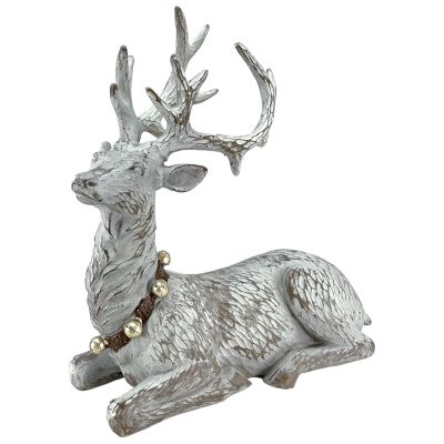 HomeLoft Basics Standing & Sitting Vintage Reindeer Figurine 12 Inch Choose Your Style (Sitting Reindeer), Gray