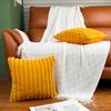18x18 Faux Fur Throw Pillow Covers Set of 4, Soft Fluffy Pillow Cover with Velvet Back - 2 x Black & 2 x Yellow view 3