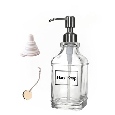 Superecap 300mL Lotion Soap Dispenser Glass (Clear) Bottle Replace Pump Refillable Liquid Soap Dispenser Dish Soap for Kitchen Bathroom