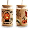 16oz Halloweentown Glass Can Cup with Lid and Straw, Boogie, Nightmare, cute halloween, spooky season cups Iced Coffee Party Favor, Custom Beer Soda, Bamboo Drinkware Aesthetic Tumblers Mug view 1