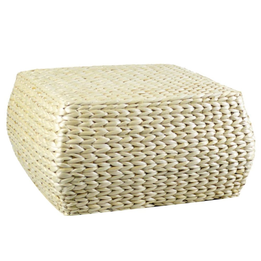 WHAMVOX Woven Home Stool 30x30x15cm Cattail Grass Wood