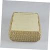 WHAMVOX Woven Home Stool 30x30x15cm Cattail Grass Wood view 2