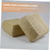 WHAMVOX Woven Home Stool 30x30x15cm Cattail Grass Wood view 3