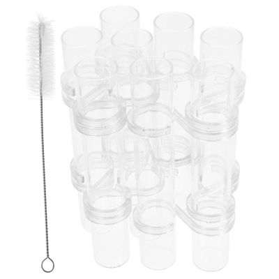 Levemolo 1set Hydroponic Tube Vases s Shape Hooks and Brush Flower Arranging Containers for Home Decor for Indoor Plants and Floral Displays