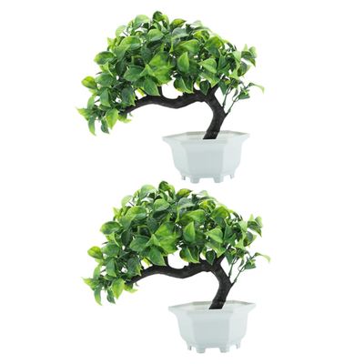STOBAZA 2pcs Artificial Pine Tree Decor Fake Bonsai Plant Greenery Table Garland for Home Office