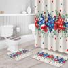 American Flag Stars Eucalyptus Bathroom Set with Shower Curtain and Rug Accessories - 72x72 Inches Long Bathtub Curtain with Large Bath Mat,Bathtub Runner Rug Set,12 Hooks Retro Patriotic 4th of July view 3