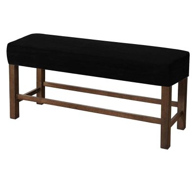RYBDIZQ High Stretch Velvet Bench Covers, Removable Bench Cover for Piano Bench, Dining Room Bench Slipcover, Bench Seat Protector for Modern Living Room, Bedroom, Kitchen,Black,L, Large