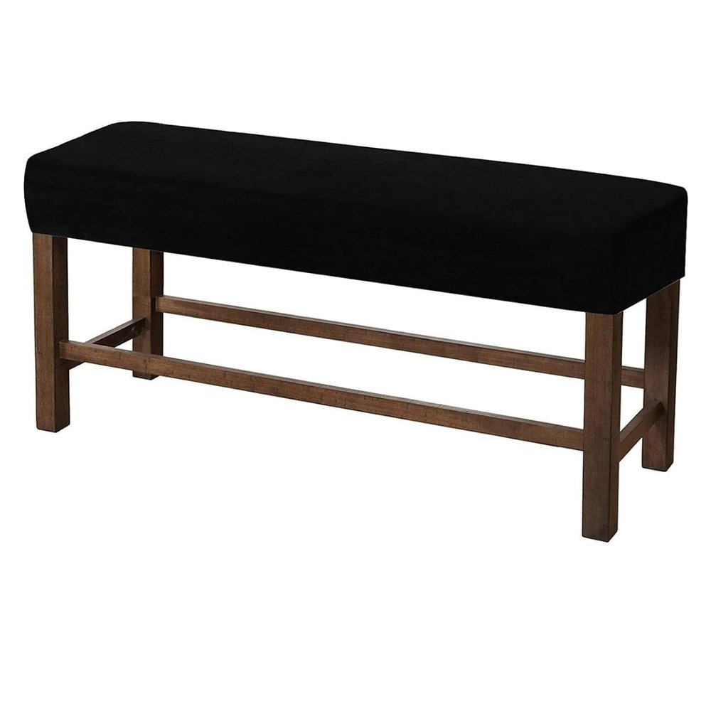 RYBDIZQ High Stretch Velvet Bench Covers, Removable Bench Cover for Piano Bench, Dining Room Bench Slipcover, Bench Seat Protector for Modern Living Room, Bedroom, Kitchen,Black,L, Large
