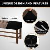 RYBDIZQ High Stretch Velvet Bench Covers, Removable Bench Cover for Piano Bench, Dining Room Bench Slipcover, Bench Seat Protector for Modern Living Room, Bedroom, Kitchen,Black,L, Large view 4