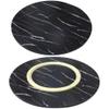 FUREMA 30in 36in 40in Large Lazy Susan Wood Turntable Kitchen Rotating Tray Spinning Serving Plate for Countertop Table, 360 Swivel Tray, Oversized Tabletop (Color : Black Marble, Size : 90cm (36 i view 2