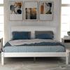 Brisca Full Size Platform Bed with Headboard,Bed Frame W/Wood Slat Support,No Box Spring Needed,for Bedroom,Apartment,Guest Room,White view 2