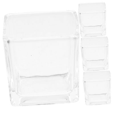 RORPOIR 4pcs Square Clear Glass Tealight Holders Elegant Candle Holders for Home Decor Weddings and Parties Smooth Polished Design for Beautiful Display