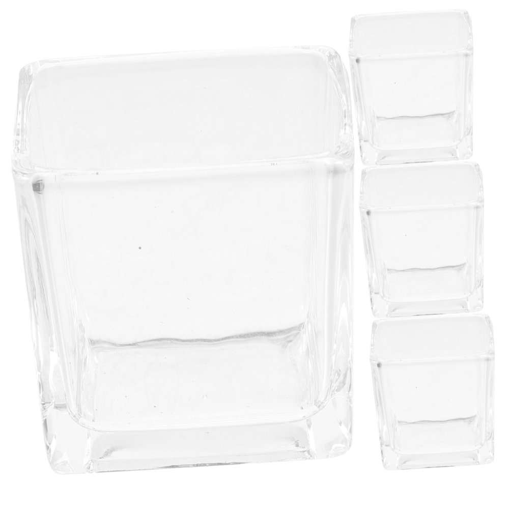 RORPOIR 4pcs Square Clear Glass Tealight Holders Elegant Candle Holders for Home Decor Weddings and Parties Smooth Polished Design for Beautiful Display