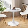 31.5 Inch White Small Round Dining Table,Modern White Faux Marble Dining Table for 2-4 Person,Modern Tulip Table,White Table for Kitchen,Dining Room view 3