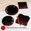 Grencian 96Pcs Black and Red Party Decorations Valentine's Day Red Dot on Black Plates and Napkins Disposable Tableware Set for Birthday Baby Shower Wedding Valentine's Day Party Supplies, Serves 24 view 2