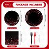Grencian 96Pcs Black and Red Party Decorations Valentine's Day Red Dot on Black Plates and Napkins Disposable Tableware Set for Birthday Baby Shower Wedding Valentine's Day Party Supplies, Serves 24 view 3
