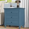 XD Designs Solid Wood Side End Table, 2-Drawer Night Stand with Storage Shelf, Bedside Nightstand, Accent Table for Bedroom Hallway Living Room (Blue, 17 in x 28 in x 28 in) view 3