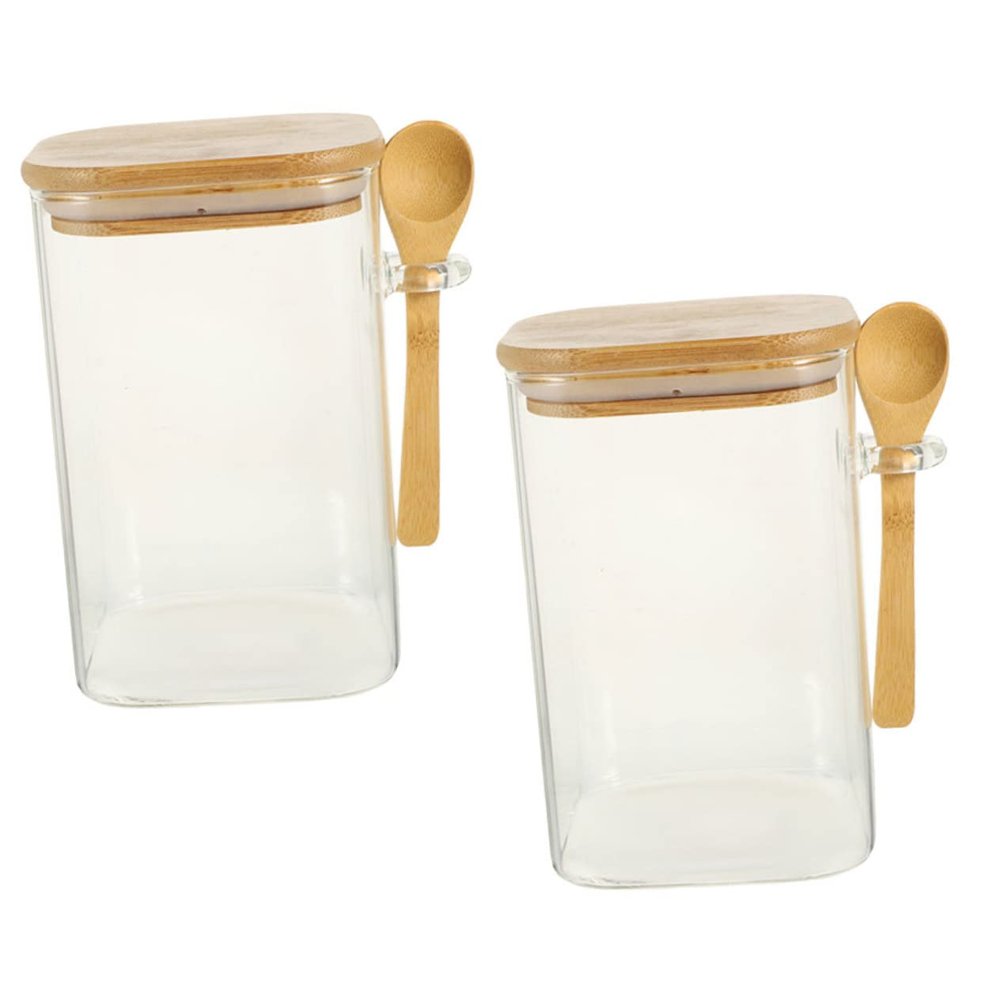 DECHOUS 2sets Ball Jars Glass Storage Containers Lids Reusable Glass Food Storage Canister for Cereals Dried Food Jars