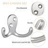 Homanu 34 Pack Silvery Coat Hooks Wall Mounted Double Prong with 68 Screws view 4