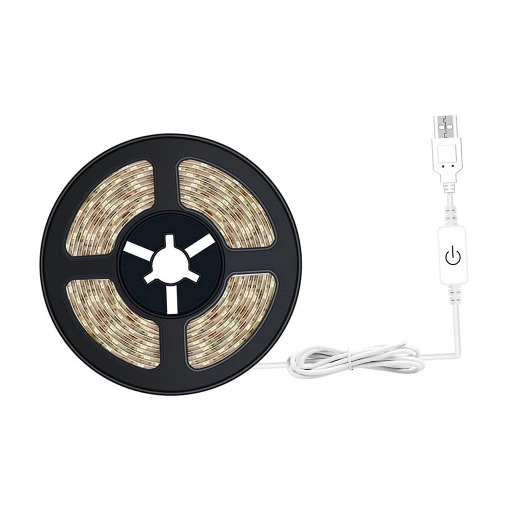 jojofuny 5m Led Strip Light Dimmable USB Touch Control Flexible Rope Light for Home Decoration for Cabinets Bedrooms and Parties Warm