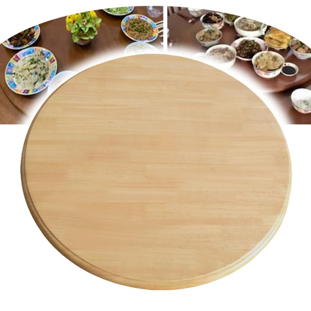 FUREMA 30" Large Lazy Susan Turntable Wooden Rotating Tray Serving Plate Dining Table Centerpieces Round Turntable, Smooth Silent, 360 Degree (Color : Wood, Size : 90cm/36)