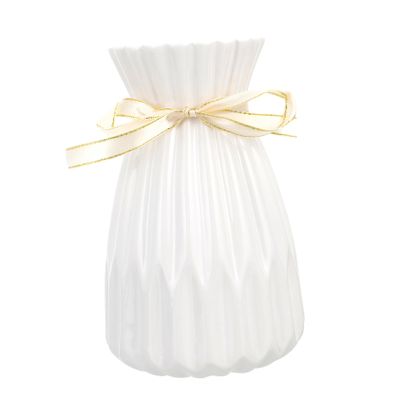 Yardenfun 1pc Smooth Ceramic Flower Pot Modern Minimalist White Vase for Desktop Flower Arrangement Home Decor Accent for Living Room Office Wedding Centerpieces