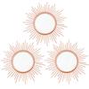 3 Pack Metal Mirrors for Wall Sunburst Wall Mirrors Home Dcor Decorative Hanging Wall Art for Living Room Bedroom Entryway (Rose Gold, Sunburst) view 1