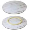 FUREMA 30in 36in 40in Large Lazy Susan Wood Turntable Kitchen Rotating Tray Spinning Serving Plate for Countertop Table, 360 Swivel Tray, Oversized Tabletop (Color : White Marble, Size : 100cm (40 view 2